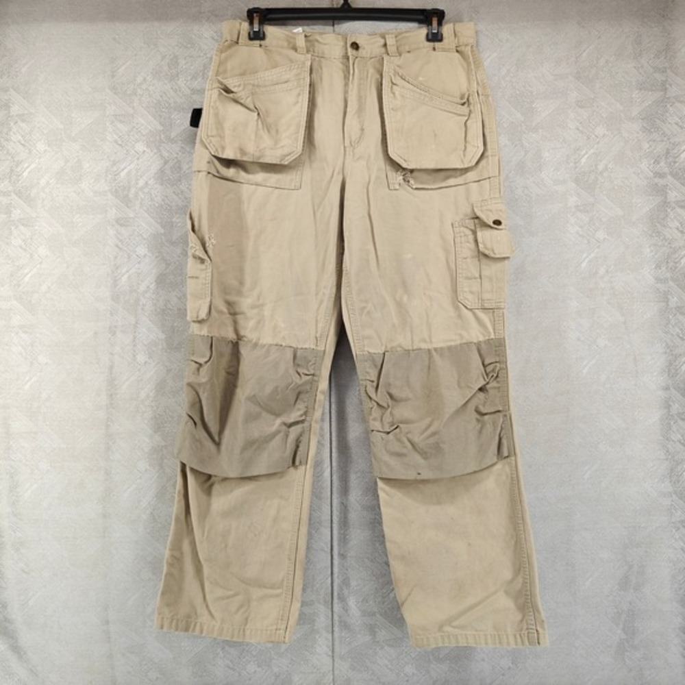 Blaklader Workwear Mens‎ Distressed Double Knee Cargo Pants Khaki 36x32